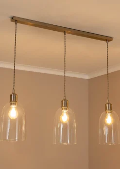 ValueLights Kira Glass Cloche Dome 3 Drop Bar Diner Ceiling Pendant Light