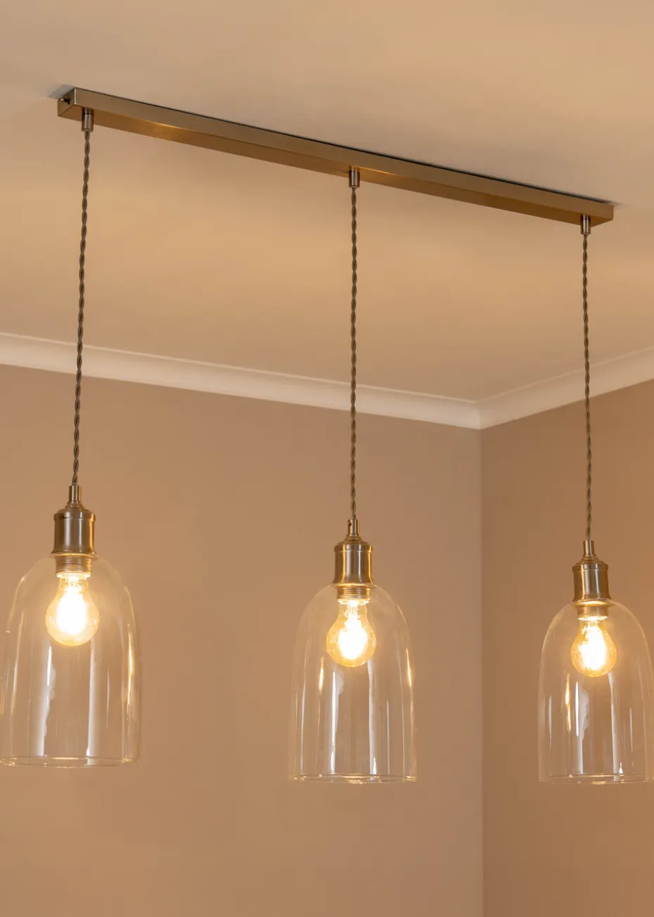 ValueLights Kira Glass Cloche Dome 3 Drop Bar Diner Ceiling Pendant Light