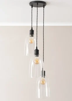 ValueLights Kira Glass Cloche Dome 3 Drop Cluster Matte Black Ceiling Pendant Light