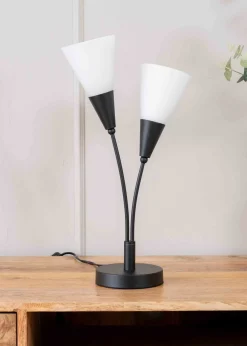 ValueLights Kristina  Black Table Lamp with White Uplighter Shade (48.5cm x 13cm x 14cm)