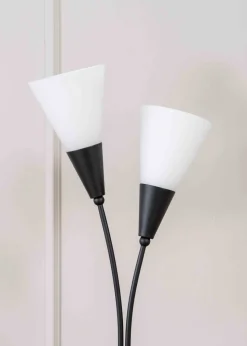 ValueLights Kristina  Black Table Lamp with White Uplighter Shade (48.5cm x 13cm x 14cm)