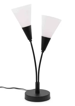 ValueLights Kristina  Black Table Lamp with White Uplighter Shade (48.5cm x 13cm x 14cm)