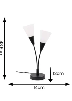 ValueLights Kristina  Black Table Lamp with White Uplighter Shade (48.5cm x 13cm x 14cm)