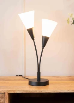 ValueLights Kristina  Black Table Lamp with White Uplighter Shade (48.5cm x 13cm x 14cm)