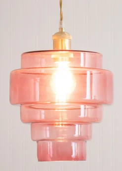 ValueLights Lane Pink Glass 5 Tier Layered Easy Fit Ceiling Pendant Lamp Shade