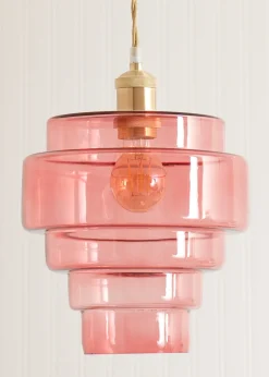 ValueLights Lane Pink Glass 5 Tier Layered Easy Fit Ceiling Pendant Lamp Shade