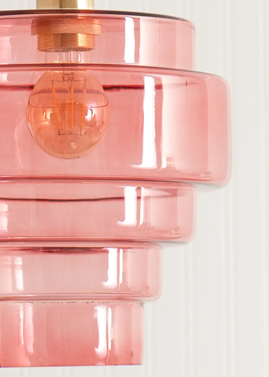 ValueLights Lane Pink Glass 5 Tier Layered Easy Fit Ceiling Pendant Lamp Shade
