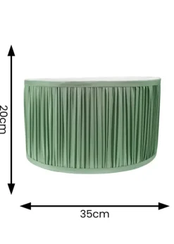 ValueLights Large Jess Fabric Faux Silk Green Drum Ceiling Pendant Shade