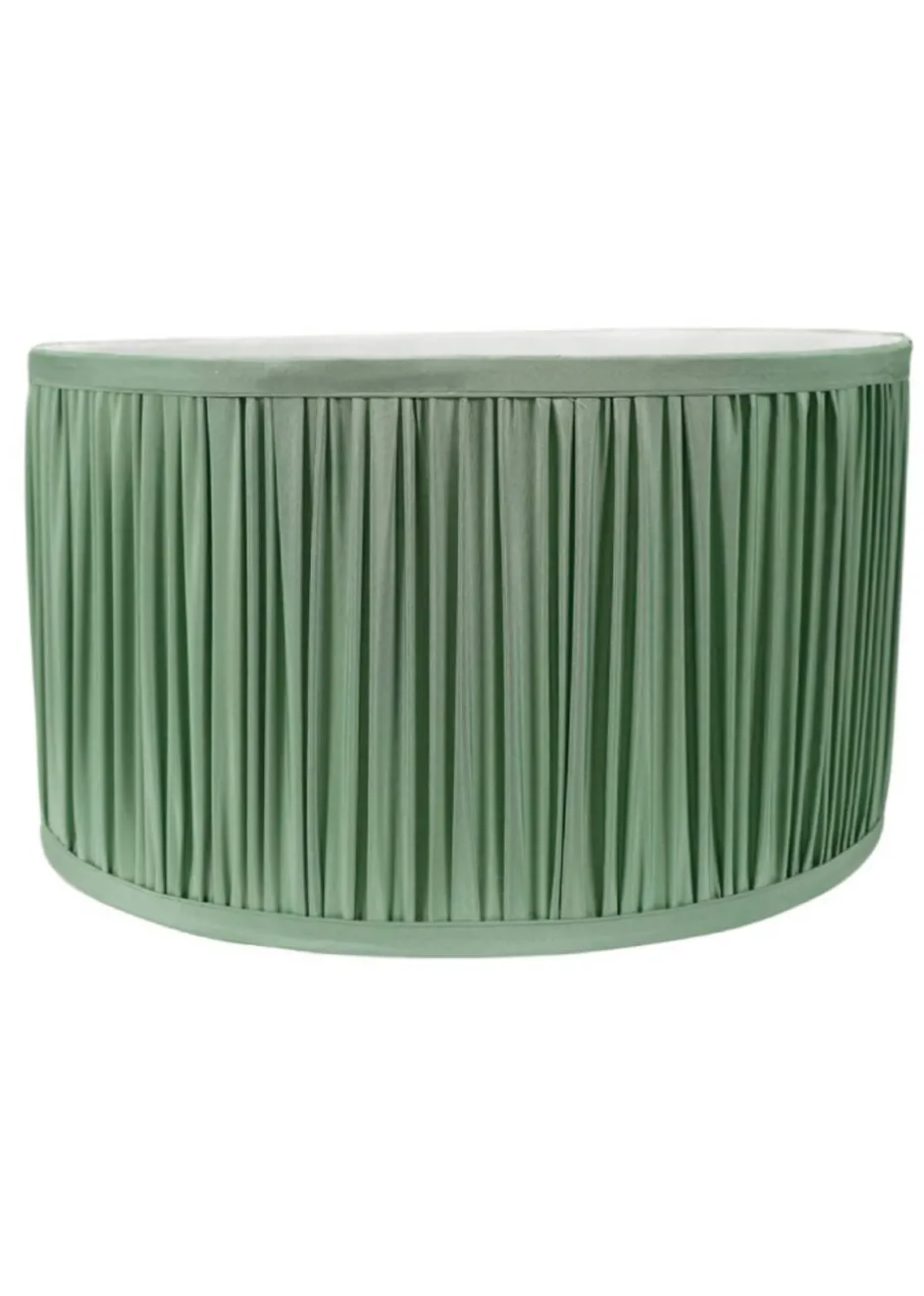 ValueLights Large Jess Fabric Faux Silk Green Drum Ceiling Pendant Shade