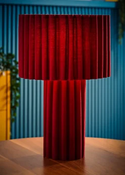ValueLights Lenny Drum Lamp Shade Colour Drench Ribbed Full Fabric Table Lamp
