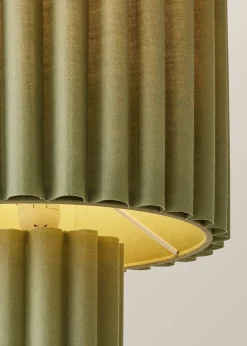 ValueLights Lenny Drum Lamp Shade Colour Drench Ribbed Full Fabric Table Lamp