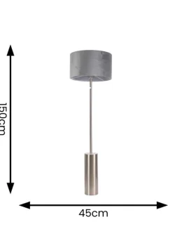 ValueLights Lexy Dimmable Plated Silver Floor Lamp with Large Drum Shade