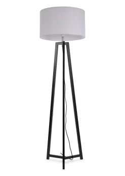 ValueLights Lottie Painted Black Floor Lamp with Large Drum Shade