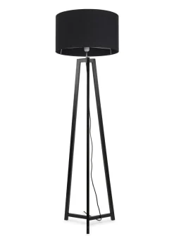 ValueLights Lottie Painted Black Floor Lamp with Large Drum Shade