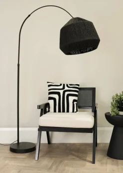 ValueLights Louis Matte Black Floor Lamp with Tapered Shade