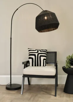 ValueLights Louis Matte Black Floor Lamp with Tapered Shade