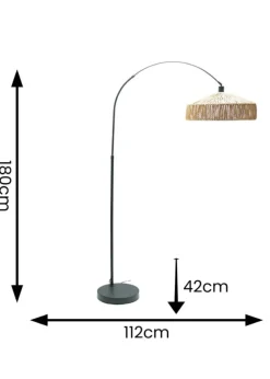 ValueLights Louis Matte Black Floor Lamp with Natural Rope Shade