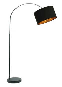 ValueLights Louis Matte Black Floor Lamp with Large Drum Shade