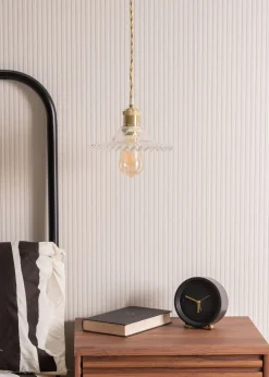 ValueLights Lucrezia Brushed Gold Pendant Light Clear Frilled Glass Shade (112cm x 21.5cm x 21.5cm)