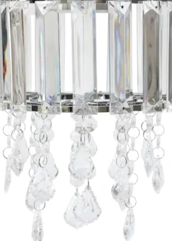 ValueLights Mabel Polished Clear Silver Drum Ceiling Pendant Shade (23cm x 20cm x 20cm)