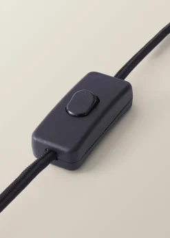 ValueLights Maeve Black Fabric Drum Lamp Shade Bobbin Bobble Table Lamp