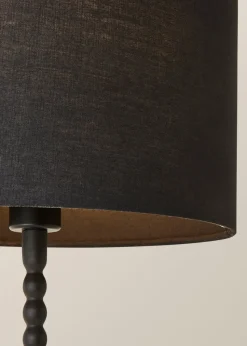 ValueLights Maeve Black Fabric Drum Lamp Shade Bobbin Bobble Table Lamp
