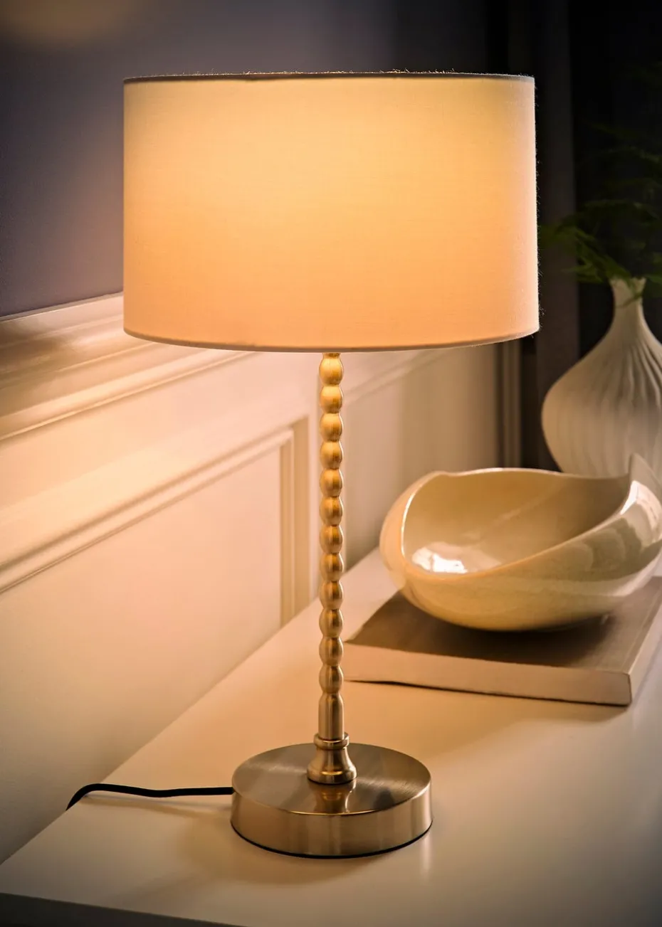 ValueLights Maeve Black Fabric Drum Lamp Shade Bobbin Bobble Table Lamp