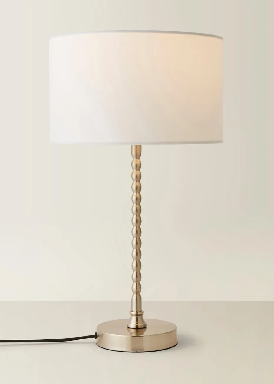 ValueLights Maeve Black Fabric Drum Lamp Shade Bobbin Bobble Table Lamp