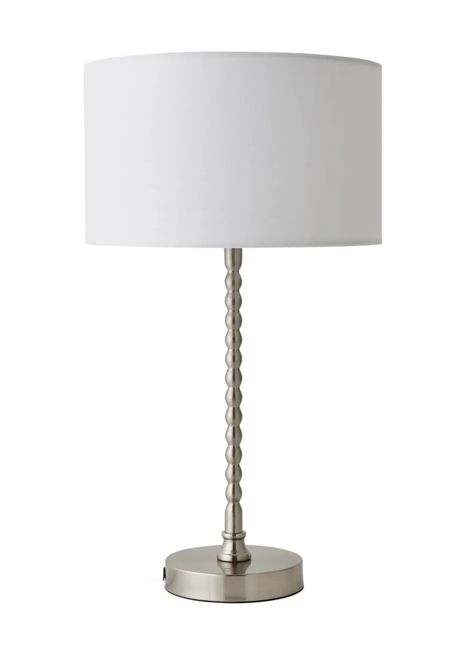 ValueLights Maeve Black Fabric Drum Lamp Shade Bobbin Bobble Table Lamp