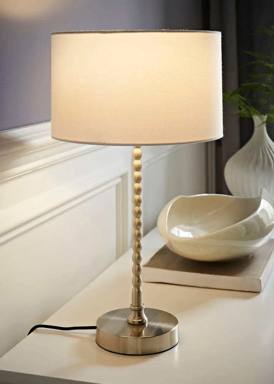 ValueLights Maeve Black Fabric Drum Lamp Shade Bobbin Bobble Table Lamp