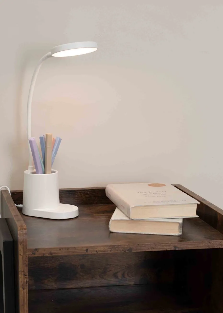 ValueLights Marco Dimmable Matte White Adjustable Table Lamp Integrated LED (47cm x 12.8cm x 9.8cm)