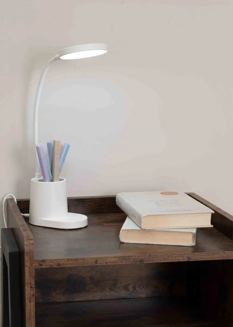ValueLights Marco Dimmable Matte White Adjustable Table Lamp Integrated LED (47cm x 12.8cm x 9.8cm)