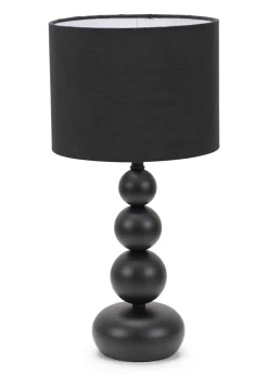 ValueLights Marissa  Black Table Lamp with Black Drum Shade (36cm x 17cm x 17cm)
