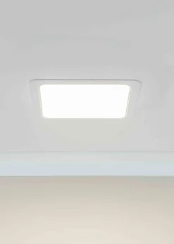 ValueLights Matte White Flush Light with White Square Shade Integrated LED