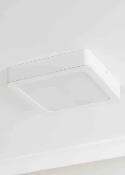 ValueLights Matte White Flush Light with White Square Shade Integrated LED