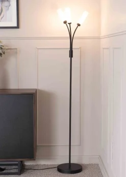ValueLights Maya  Black Floor Lamp with White Shades (158.5cm x 26.5cm x 26.5cm)
