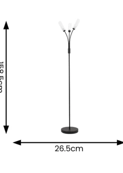 ValueLights Maya  Black Floor Lamp with White Shades (158.5cm x 26.5cm x 26.5cm)