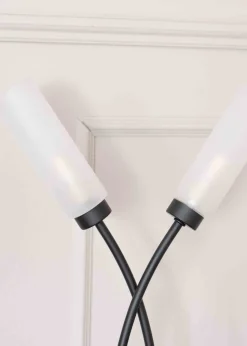 ValueLights Maya Black Table Lamp with White Drum Shade