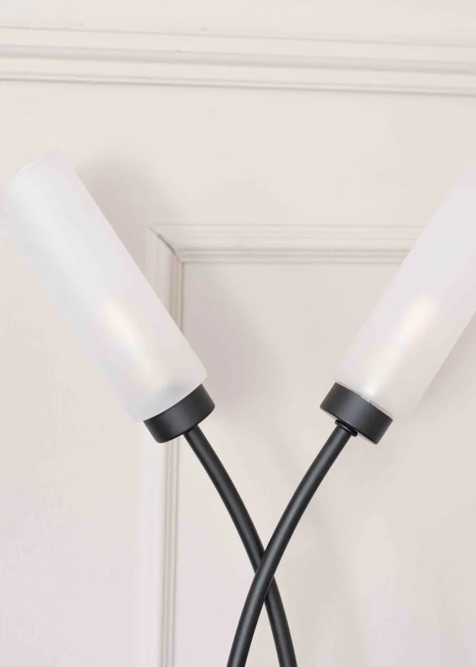 ValueLights Maya Black Table Lamp with White Drum Shade