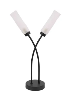 ValueLights Maya Black Table Lamp with White Drum Shade