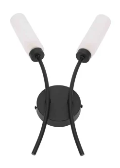 ValueLights Maya Black Wall Light with White Drum Shade (42cm x 27cm x 5.5cm)