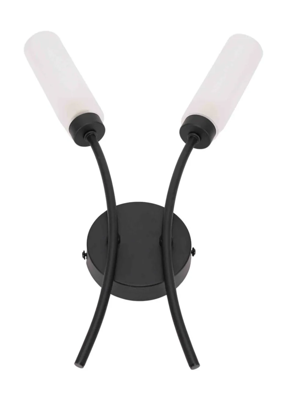 ValueLights Maya Black Wall Light with White Drum Shade (42cm x 27cm x 5.5cm)