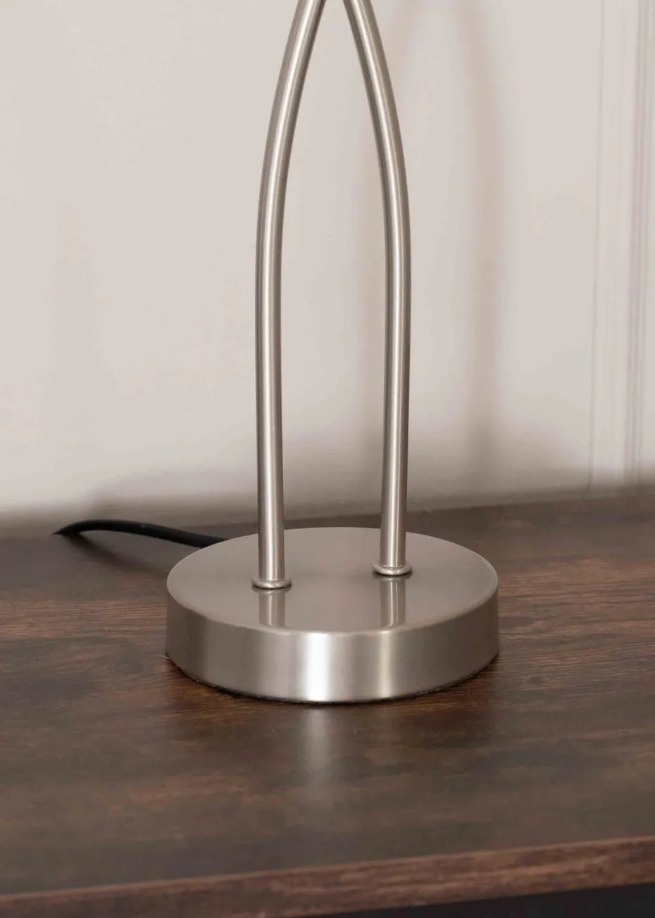 ValueLights Maya Brushed Silver Table Lamp with White Drum Shade