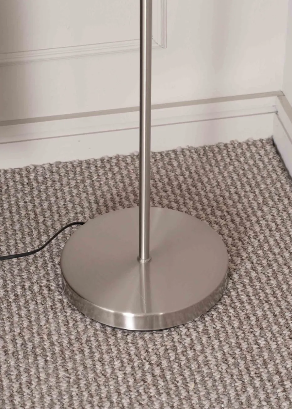 ValueLights Maya Chrome Floor Lamp with White Drum Shade (158.5cm x 26.5cm x 26.5cm)