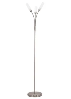 ValueLights Maya Chrome Floor Lamp with White Drum Shade (158.5cm x 26.5cm x 26.5cm)