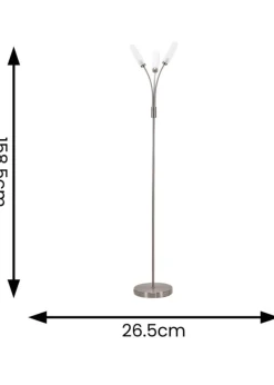 ValueLights Maya Chrome Floor Lamp with White Drum Shade (158.5cm x 26.5cm x 26.5cm)