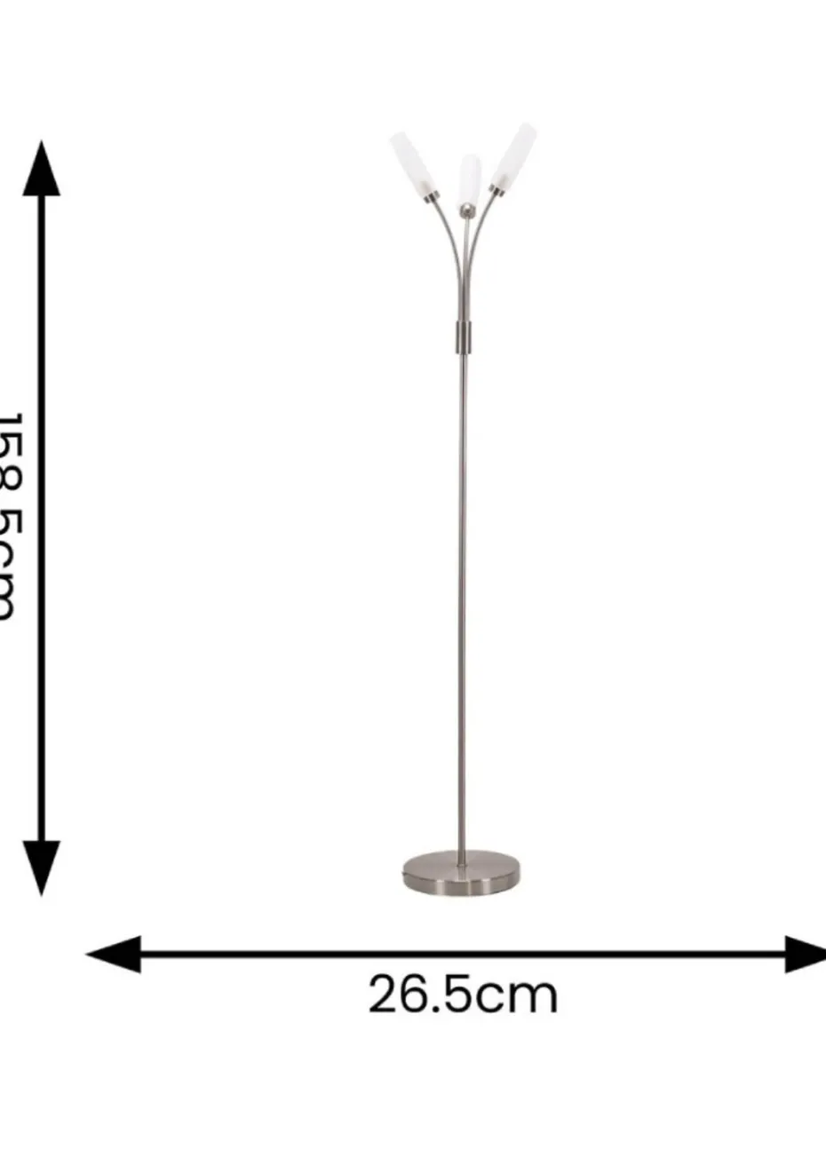 ValueLights Maya Chrome Floor Lamp with White Drum Shade (158.5cm x 26.5cm x 26.5cm)