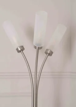 ValueLights Maya Chrome Floor Lamp with White Drum Shade (158.5cm x 26.5cm x 26.5cm)