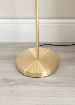 ValueLights Maya Gold Floor Lamp with White Shades (158.5cm x 26.5cm x 26.5cm)