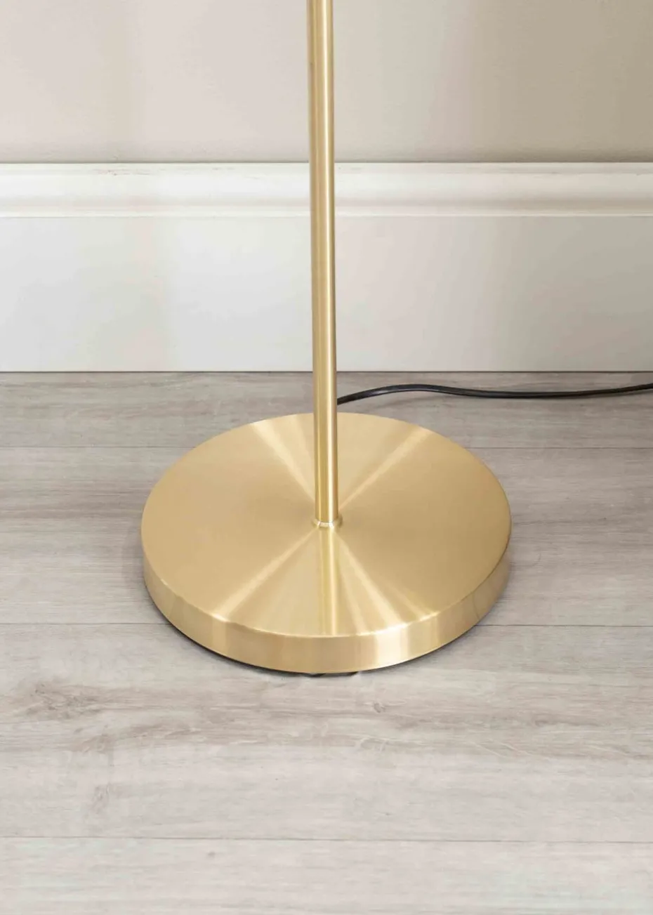 ValueLights Maya Gold Floor Lamp with White Shades (158.5cm x 26.5cm x 26.5cm)
